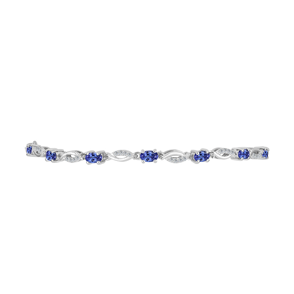 Brățară din Argint 925 ( 5.44 grame ) cu Tanzanit și Topaz Alb 1.76 Carate 2 