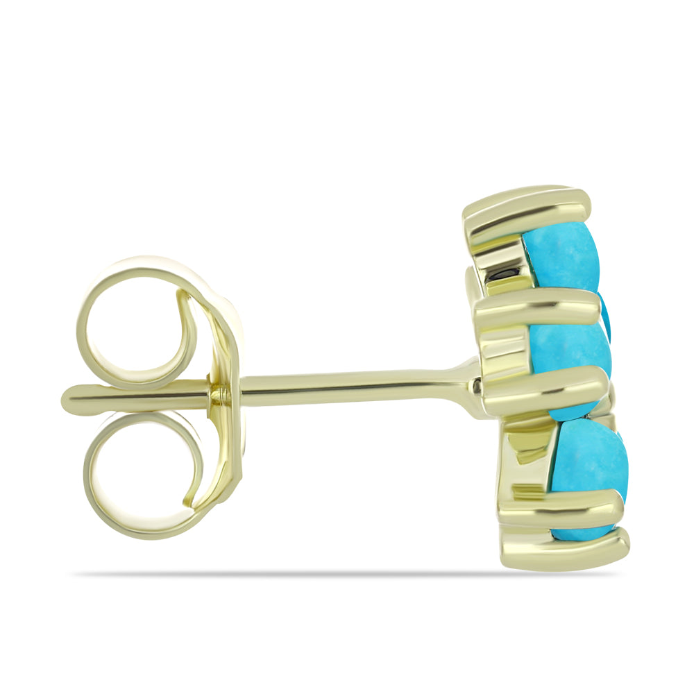 Cercei din Argint 925 Placat cu Aur ( 2.05 grame ) cu Turcoaz ”Frumoasa Adormită” și Topaz Alb 1.27 Carate 2 