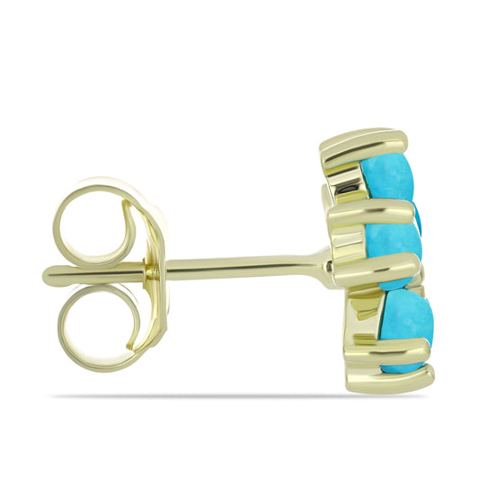 Cercei din Argint 925 Placat cu Aur ( 2.05 grame ) cu Turcoaz ”Frumoasa Adormită” și Topaz Alb 1.27 Carate