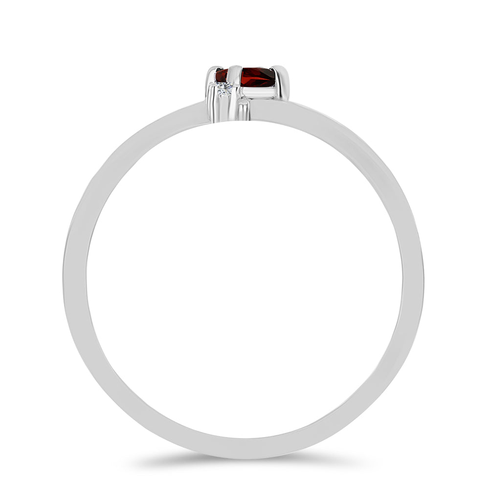 Inel din Argint 925 ( 1.54 grame ) cu Granat Barton și Topaz Alb 0.25 Carate 2 