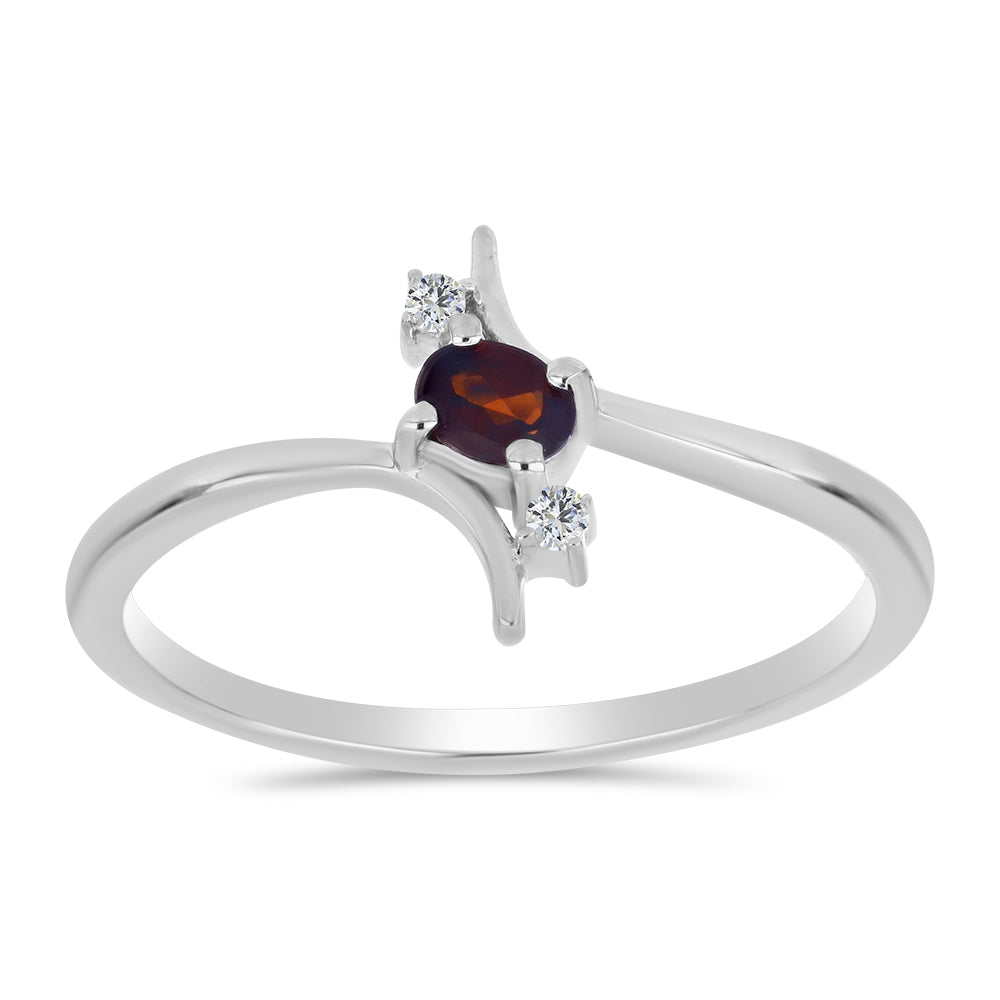 Inel din Argint 925 ( 1.54 grame ) cu Granat Barton și Topaz Alb 0.25 Carate