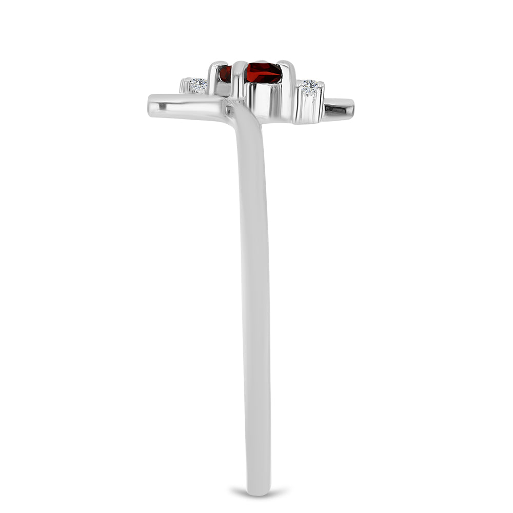 Inel din Argint 925 ( 1.54 grame ) cu Granat Barton și Topaz Alb 0.25 Carate 4 