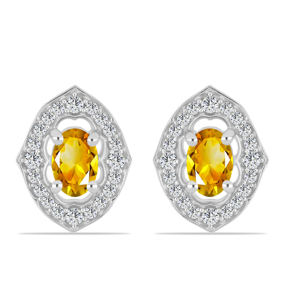 Cercei din Argint 925 ( 3.61 grame ) cu Citrin Ural și Topaz Alb 1.19 Carate