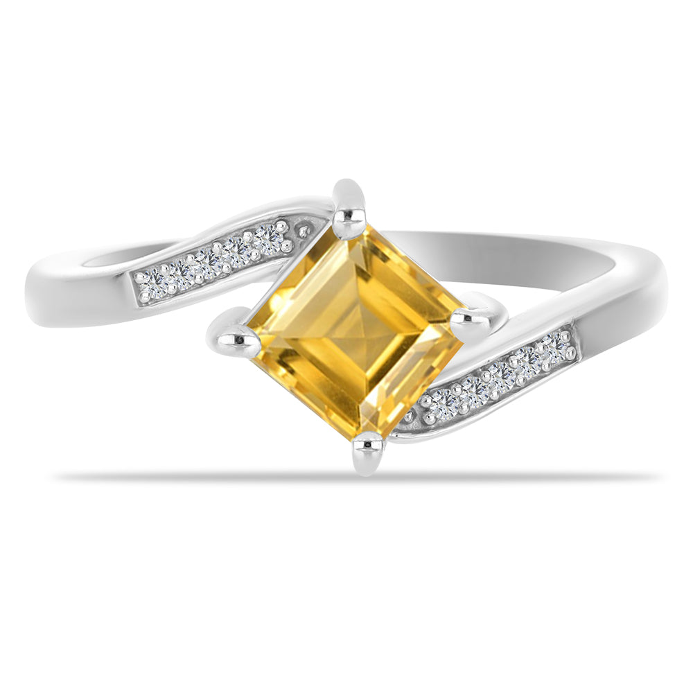 Inel din Argint 925 ( 2.85 grame ) cu Citrin Ural și Topaz Alb 1.21 Carate 1 