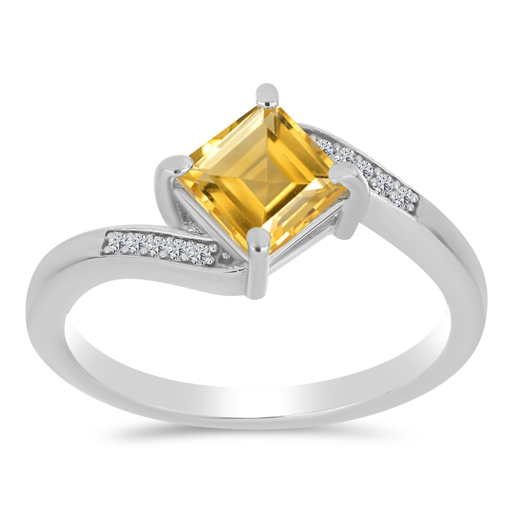 Inel din Argint 925 ( 2.85 grame ) cu Citrin Ural și Topaz Alb 1.21 Carate 3 
