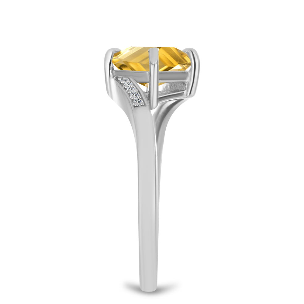 Inel din Argint 925 ( 2.85 grame ) cu Citrin Ural și Topaz Alb 1.21 Carate 4 