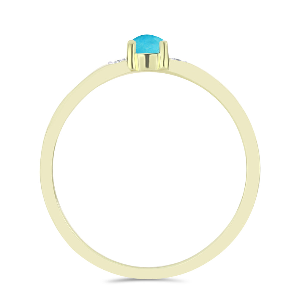 Inel din Argint 925 Placat cu Aur ( 1.58 grame ) cu Turcoaz ”Frumoasa Adormită” și Topaz Alb 0.29 Carate