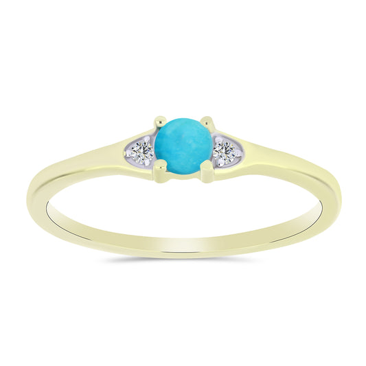 Inel din Argint 925 Placat cu Aur ( 1.58 grame ) cu Turcoaz ”Frumoasa Adormită” și Topaz Alb 0.29 Carate