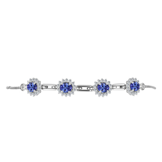 Brățară din Argint 925 ( 4.57 grame ) cu Tanzanit și Topaz Alb 1.98 Carate