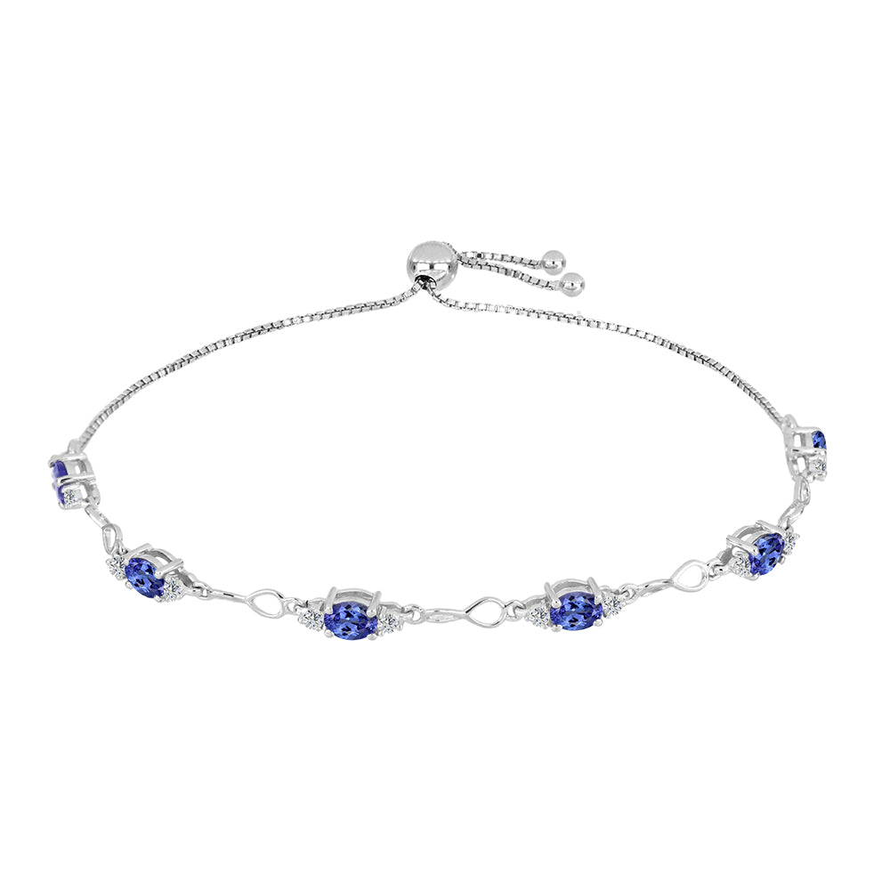 Brățară din Argint 925 ( 5.65 grame ) cu Tanzanit și Topaz Alb 2.31 Carate 1 