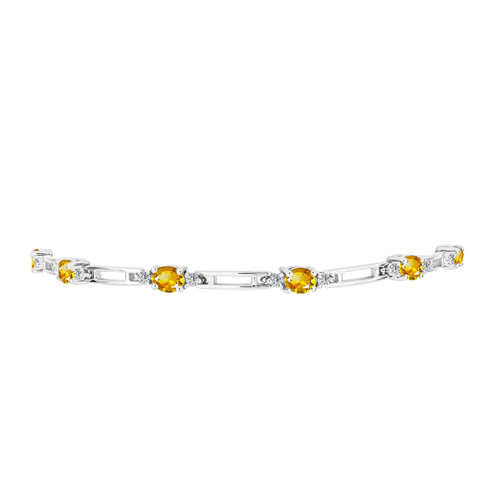 Brățară din Argint 925 ( 5.84 grame ) cu Citrin Ural și Topaz Alb 2.36 Carate 2 