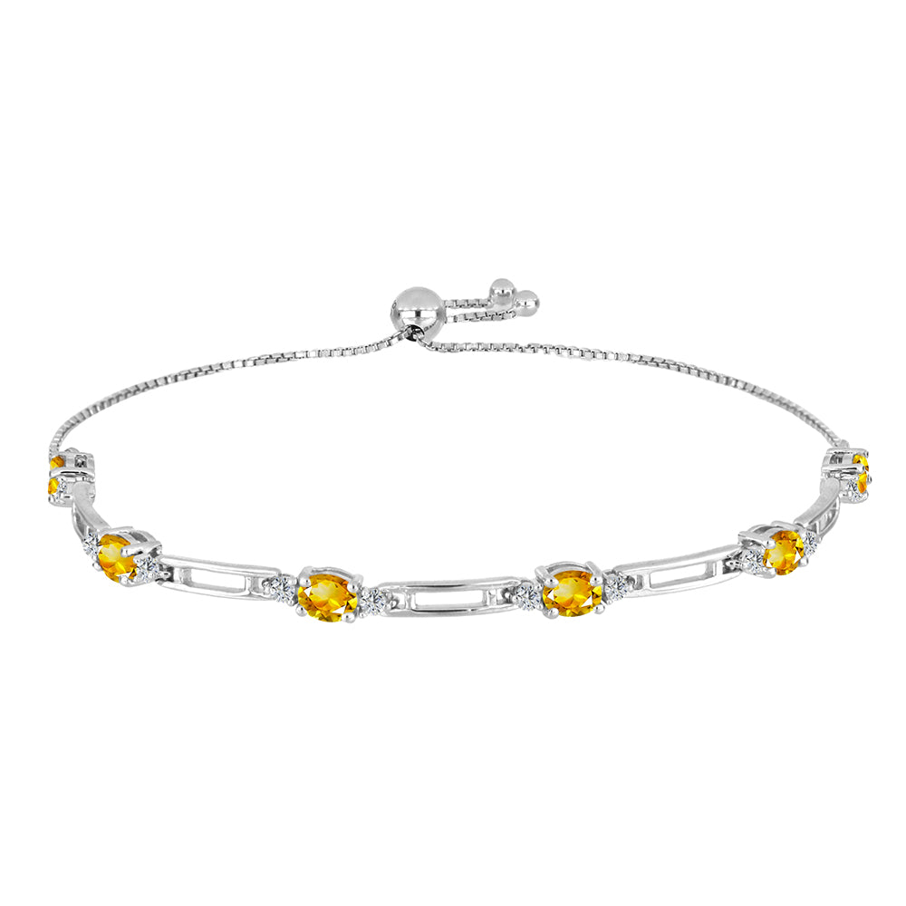 Brățară din Argint 925 ( 5.84 grame ) cu Citrin Ural și Topaz Alb 2.36 Carate
