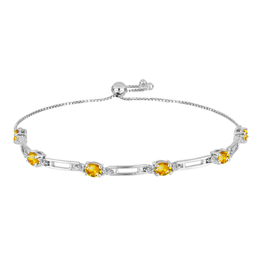 Brățară din Argint 925 ( 5.84 grame ) cu Citrin Ural și Topaz Alb 2.36 Carate