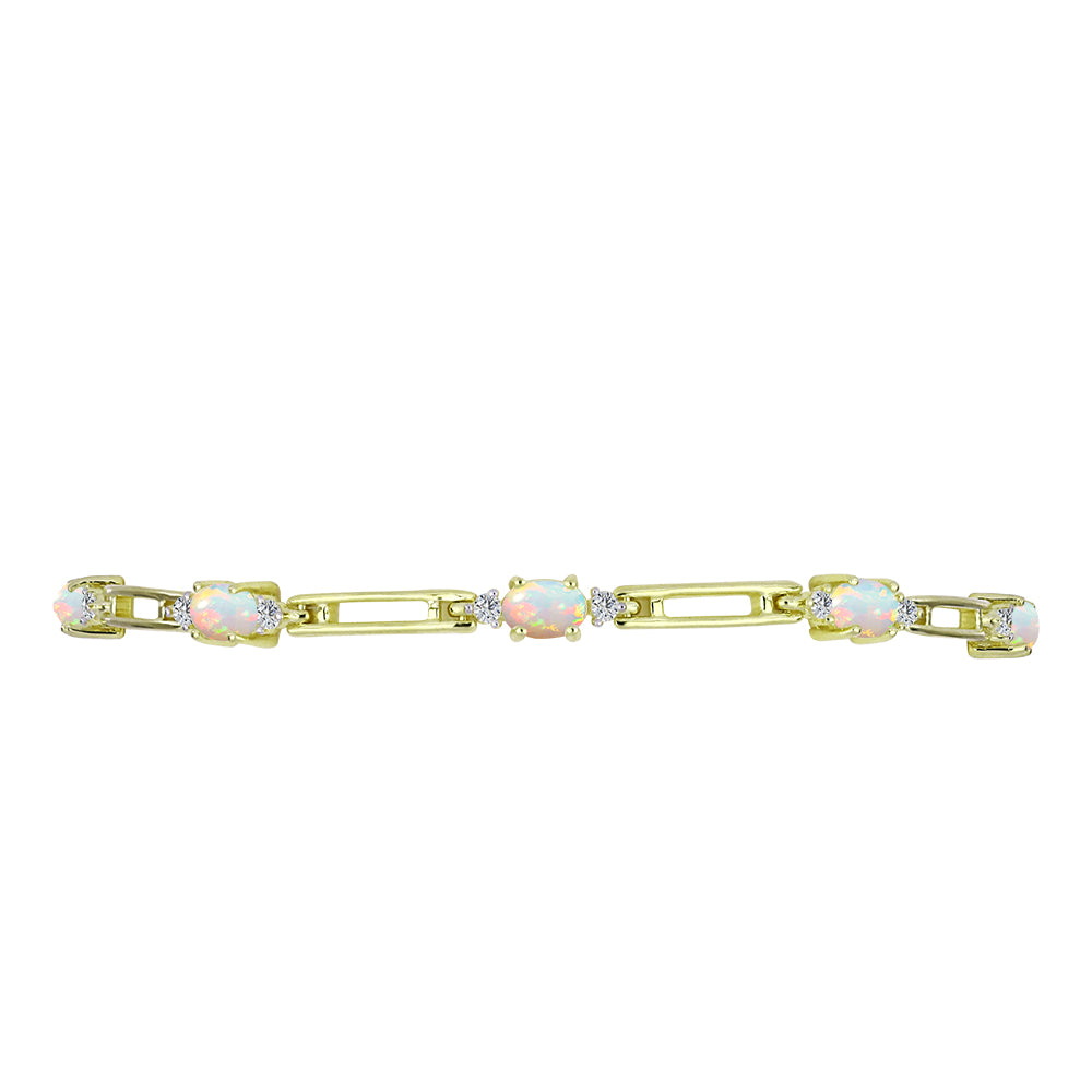 Brățară din Argint 925 Placat cu Aur ( 5.73 grame ) cu Opal Etiopian Lega Dembi și Topaz Alb 1.61 Carate 2 