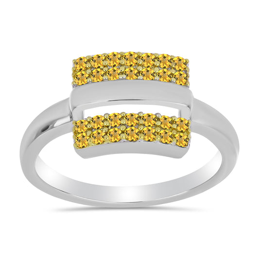 Inel din Argint 925 Placat cu Aur de 2 tonuri ( 2.86 grame ) cu Citrin Ural 0.45 Carate