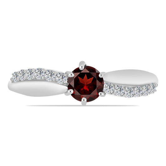 Inel din Argint 925 ( 1.67 grame ) cu Granat Barton și Topaz Alb 0.8 Carate