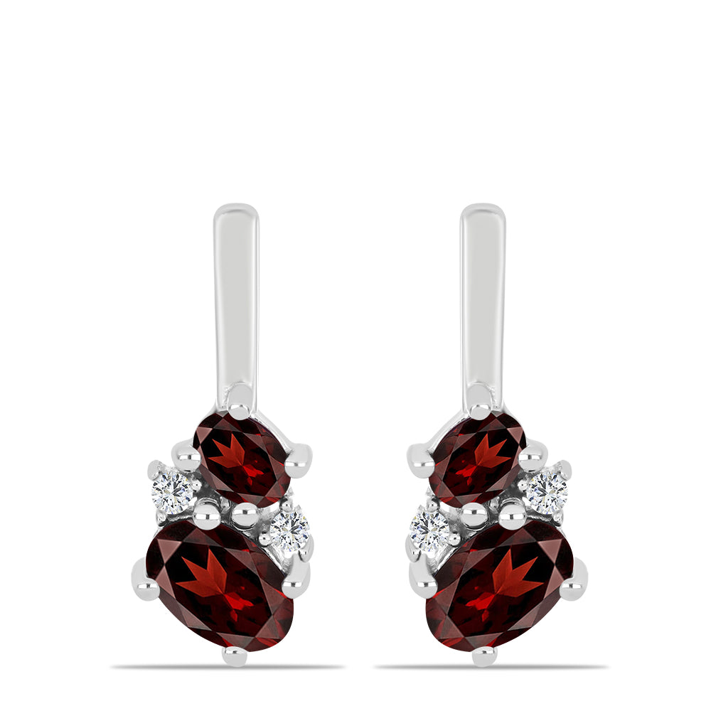 Cercei din Argint 925 ( 3.03 grame ) cu Granat Barton și Topaz Alb 1.54 Carate 1 