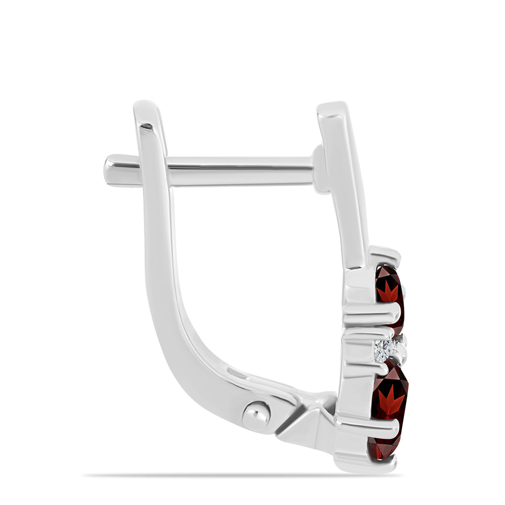 Cercei din Argint 925 ( 3.03 grame ) cu Granat Barton și Topaz Alb 1.54 Carate 2 