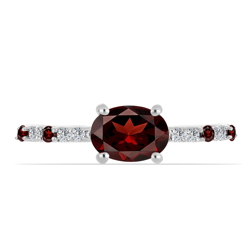 Inel din Argint 925 ( 1.6 grame ) cu Granat Barton și Topaz Alb 1.1 Carate