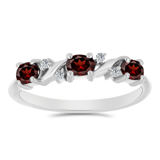 Inel din Argint 925 ( 1.77 grame ) cu Granat Barton și Topaz Alb 0.71 Carate