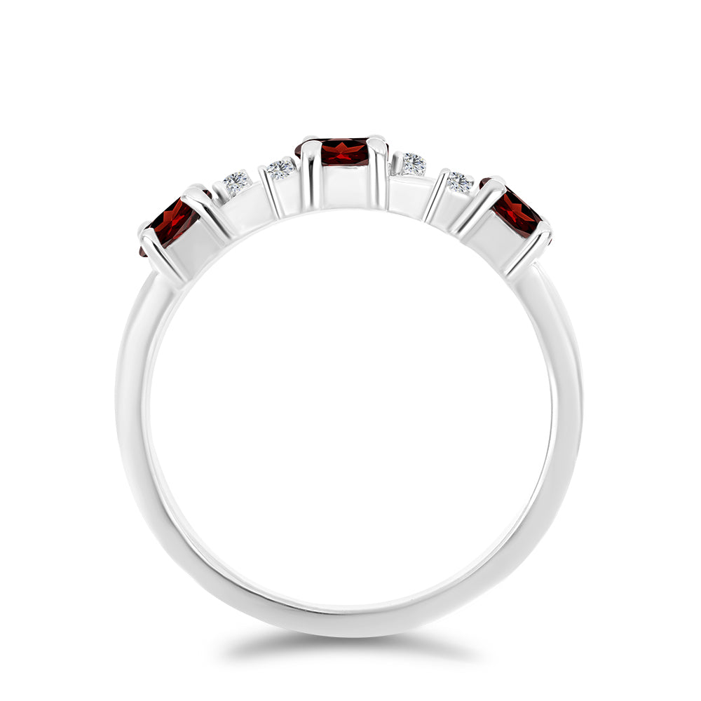 Inel din Argint 925 ( 1.77 grame ) cu Granat Barton și Topaz Alb 0.71 Carate