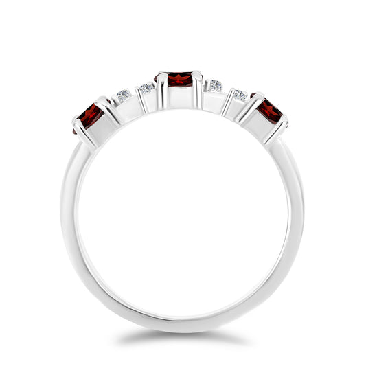 Inel din Argint 925 ( 1.77 grame ) cu Granat Barton și Topaz Alb 0.71 Carate