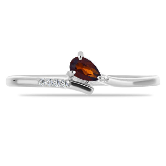 Inel din Argint 925 ( 1.39 grame ) cu Granat Barton și Topaz Alb 0.28 Carate