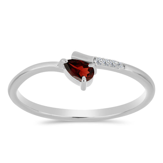 Inel din Argint 925 ( 1.39 grame ) cu Granat Barton și Topaz Alb 0.28 Carate