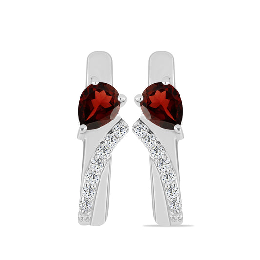 Cercei din Argint 925 ( 3.42 grame ) cu Granat Barton și Topaz Alb 0.91 Carate