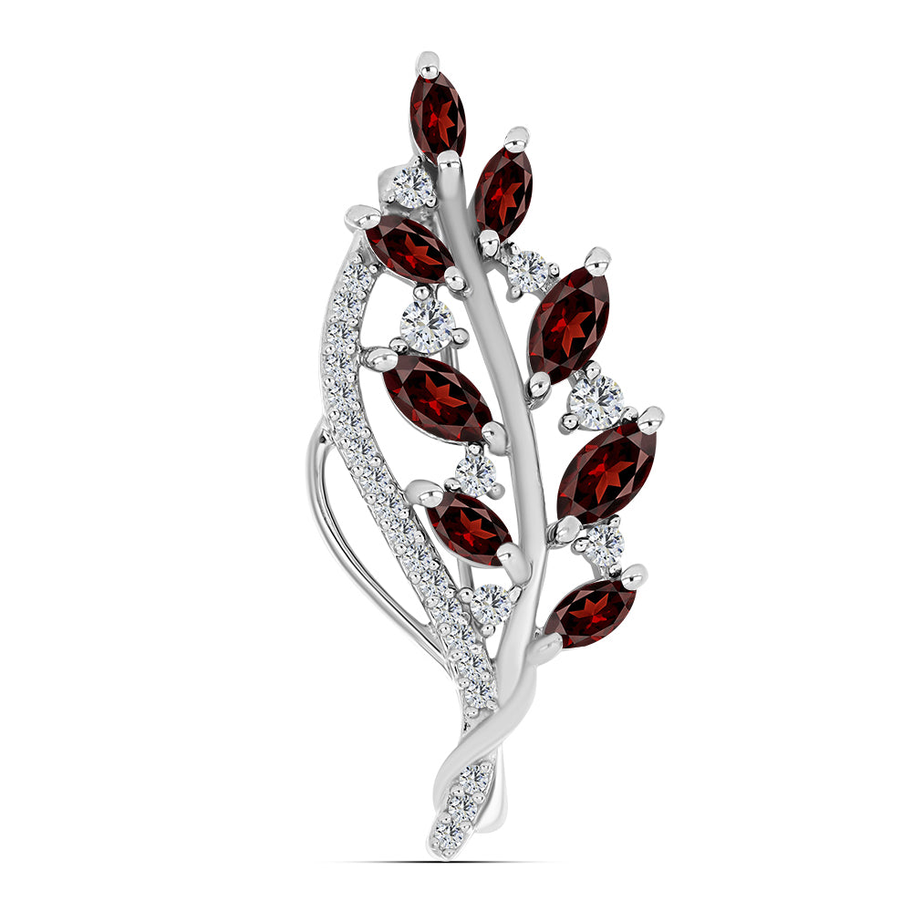 Broşă din Argint 925 ( 2.95 grame ) cu Granat Barton și Topaz Alb 1.46 Carate 1 
