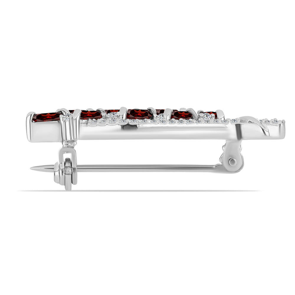 Broşă din Argint 925 ( 2.95 grame ) cu Granat Barton și Topaz Alb 1.46 Carate