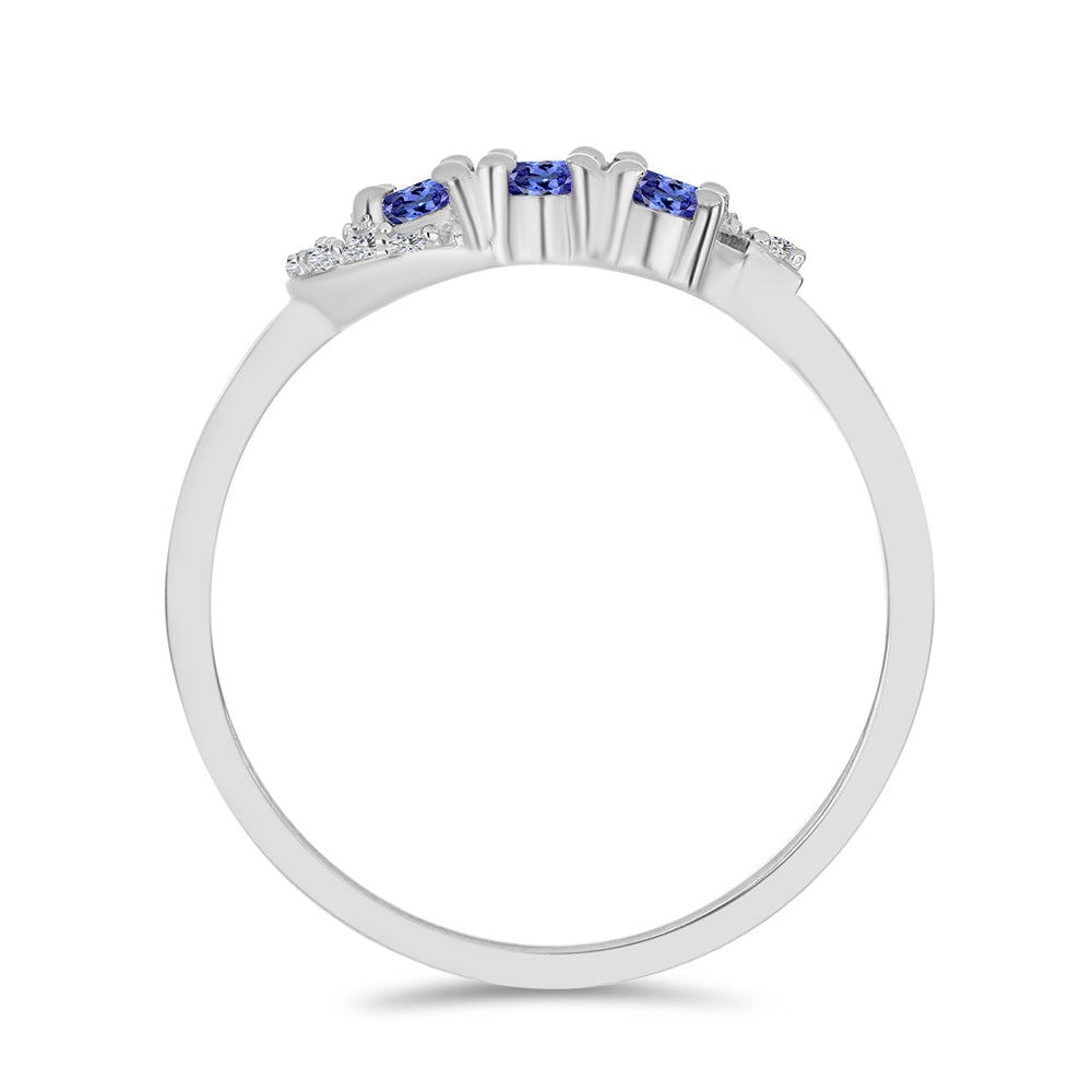 Inel din Argint 925 ( 1.8 grame ) cu Tanzanit și Topaz Alb 0.59 Carate 2 