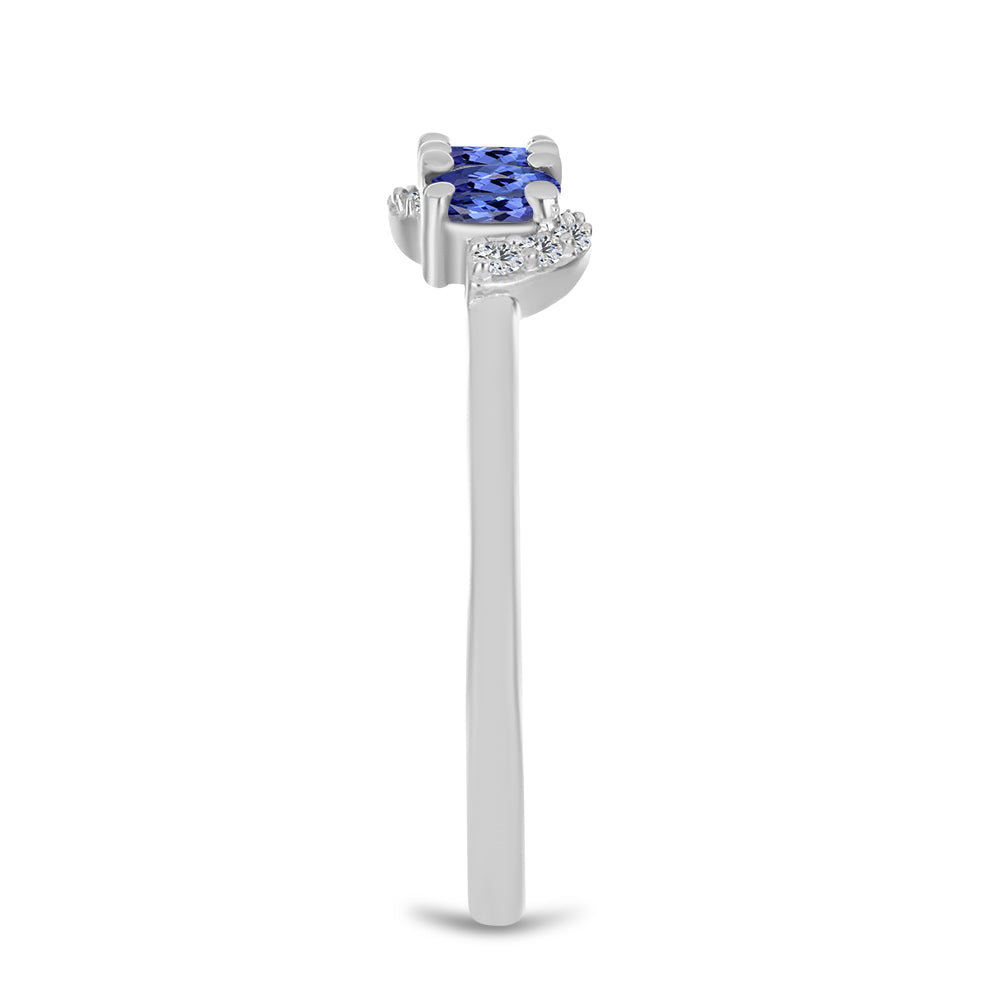 Inel din Argint 925 ( 1.8 grame ) cu Tanzanit și Topaz Alb 0.59 Carate 4 