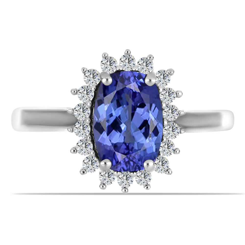 Inel din Argint 925 ( 2.64 grame ) cu Tanzanit și Topaz Alb 2.3 Carate
