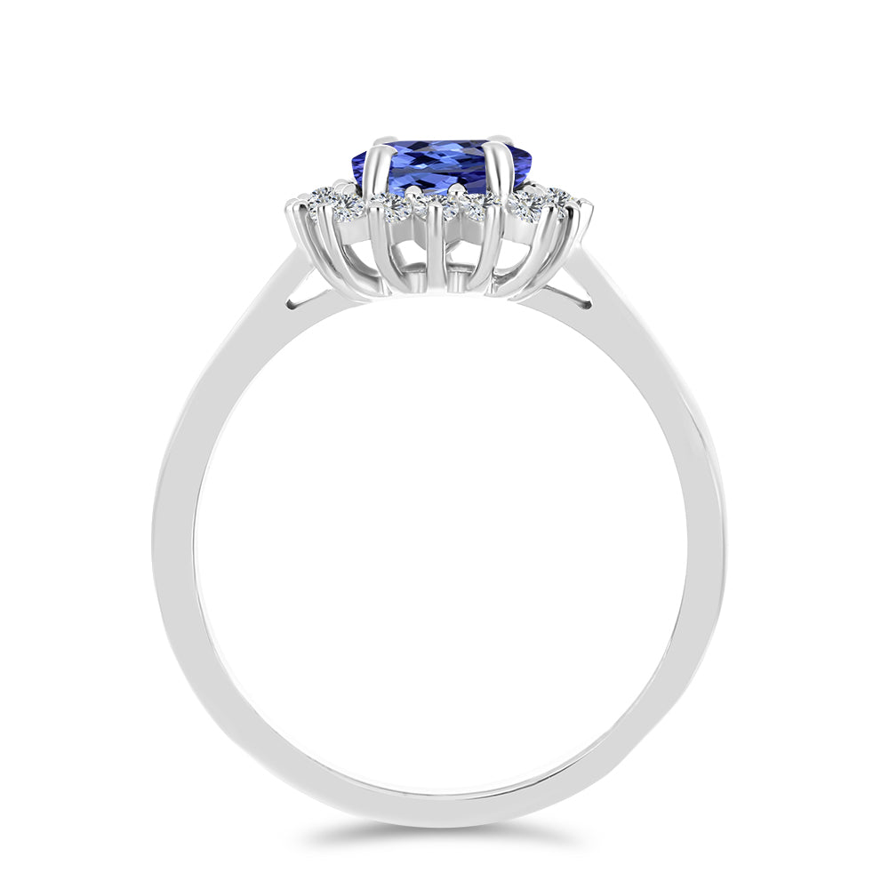 Inel din Argint 925 ( 2.64 grame ) cu Tanzanit și Topaz Alb 2.3 Carate 2 