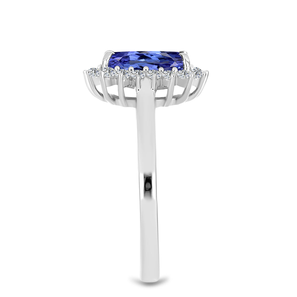Inel din Argint 925 ( 2.64 grame ) cu Tanzanit și Topaz Alb 2.3 Carate