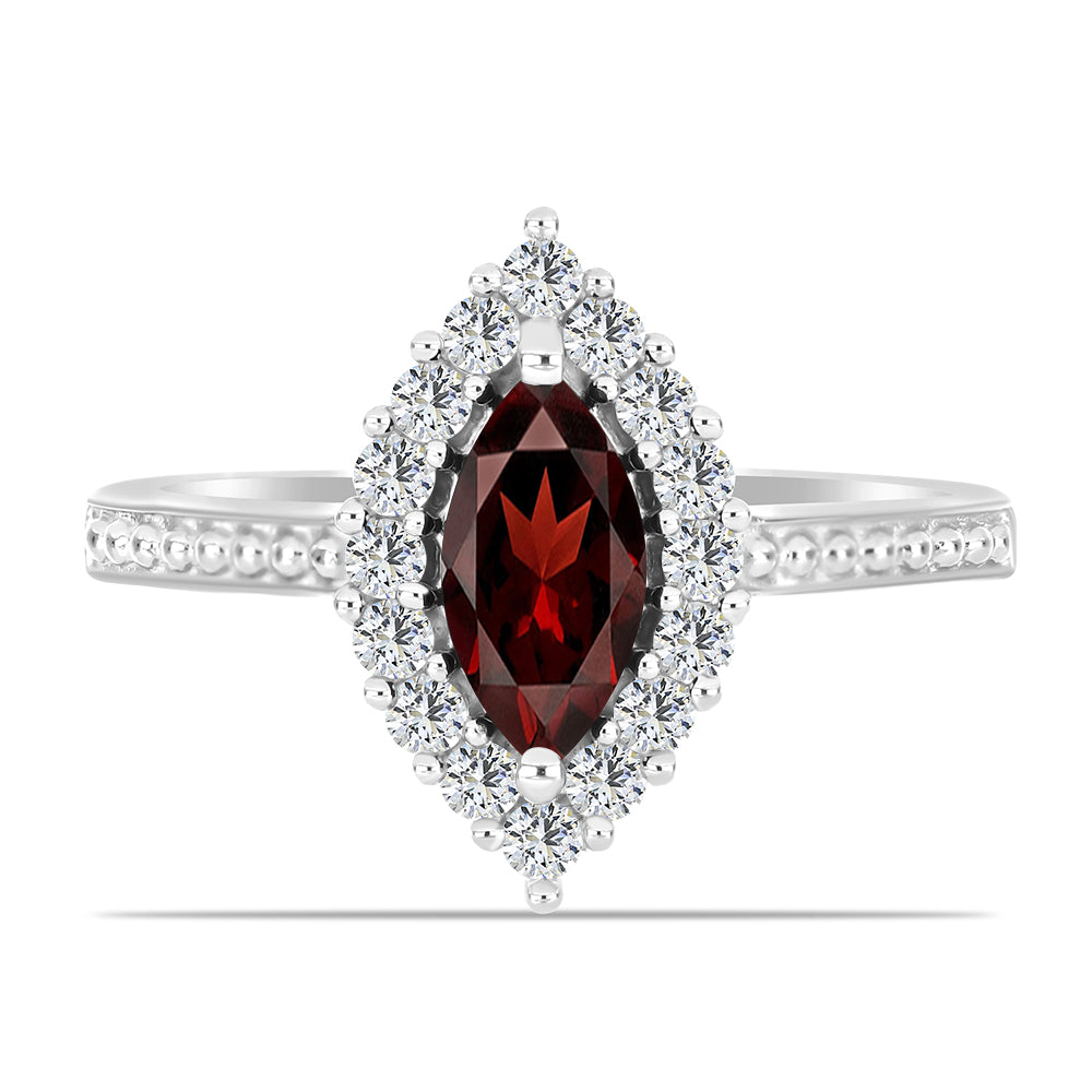 Inel din Argint 925 ( 2.51 grame ) cu Granat Barton și Topaz Alb 0.97 Carate