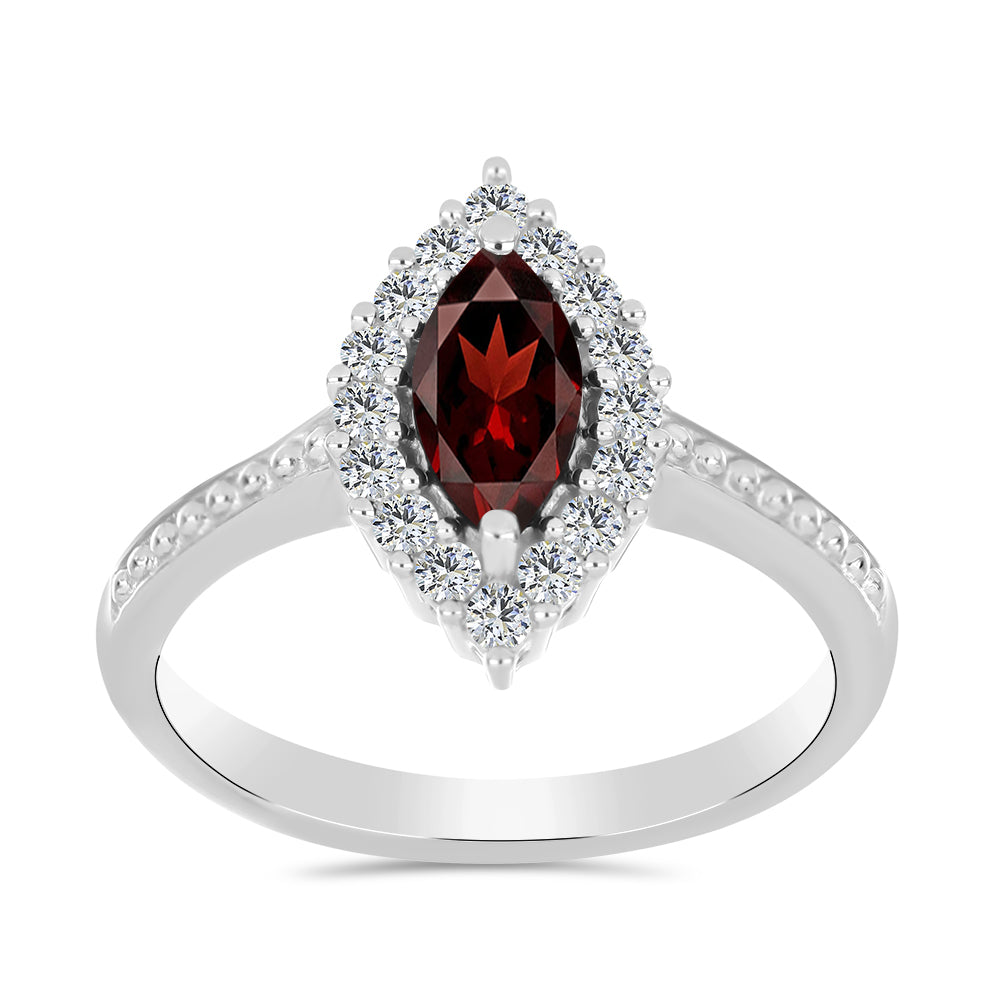 Inel din Argint 925 ( 2.51 grame ) cu Granat Barton și Topaz Alb 0.97 Carate