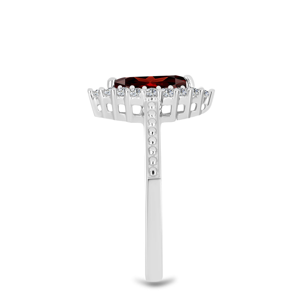 Inel din Argint 925 ( 2.51 grame ) cu Granat Barton și Topaz Alb 0.97 Carate