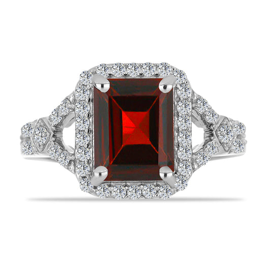 Inel din Argint 925 ( 3.03 grame ) cu Granat Barton și Topaz Alb 3.03 Carate