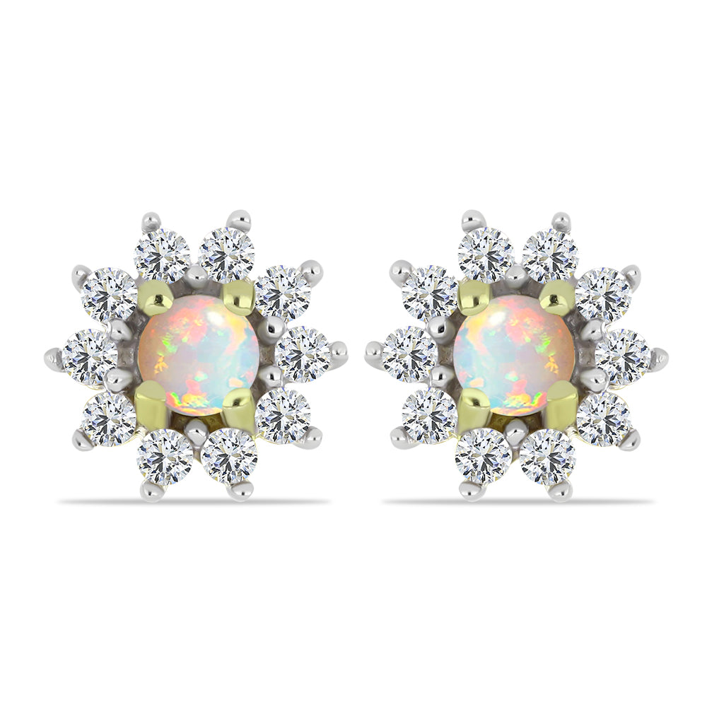 Cercei din Argint 925 Placat cu Aur ( 1.3 grame ) cu Opal Etiopian Lega Dembi și Topaz Alb 0.56 Carate