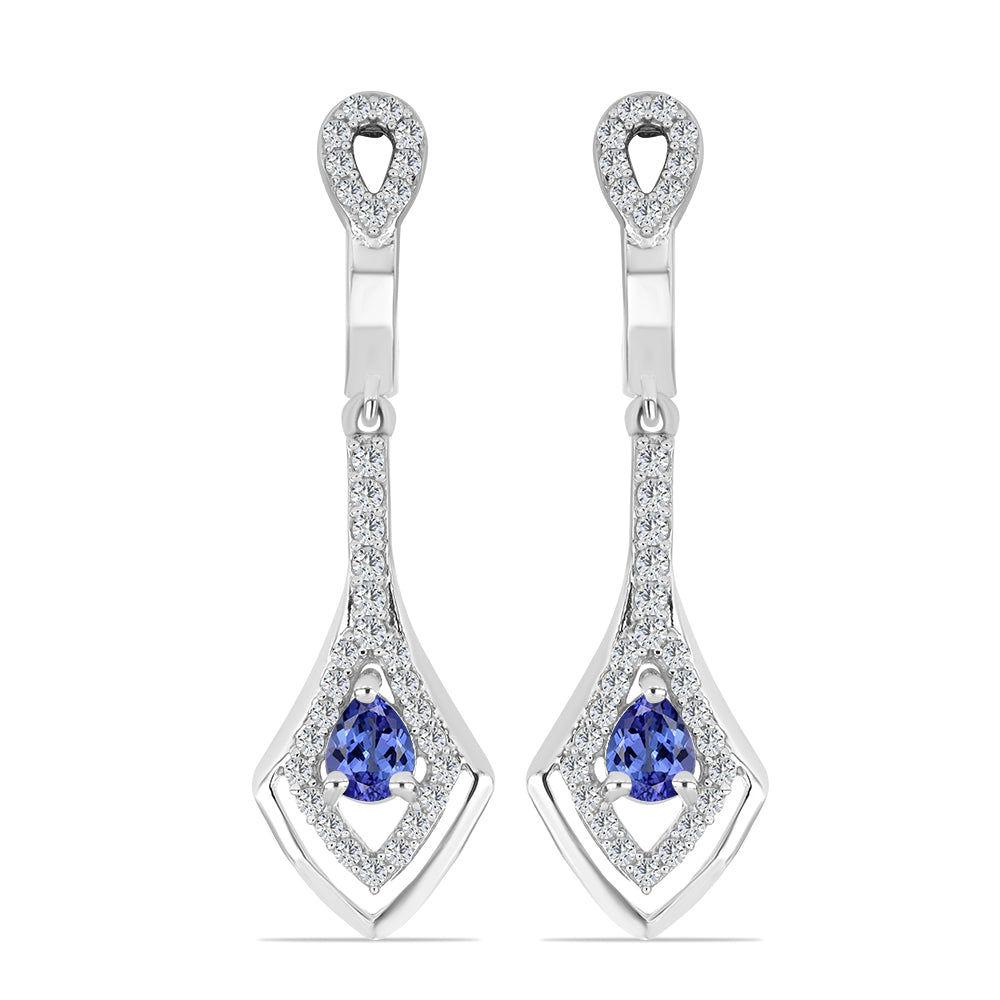 Cercei din Argint 925 ( 4.52 grame ) cu Tanzanit și Topaz Alb 1.29 Carate 1 