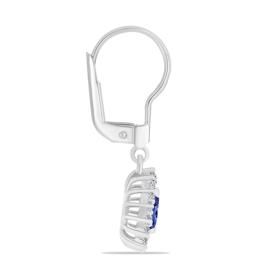 Cercei din Argint 925 ( 2.28 grame ) cu Tanzanit și Topaz Alb 1.32 Carate