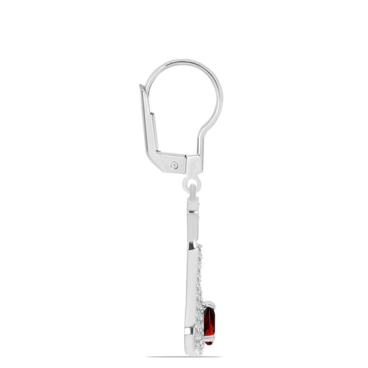 Cercei din Argint 925 ( 2.94 grame ) cu Granat Barton și Topaz Alb 1.42 Carate