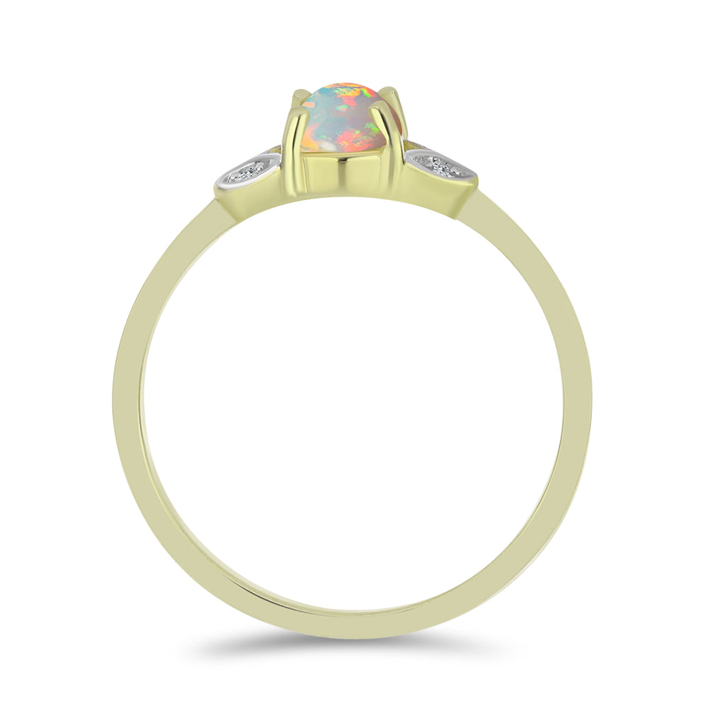 Inel din Argint 925 Placat cu Aur ( 1.93 grame ) cu Opal Etiopian Lega Dembi și Topaz Alb 0.56 Carate