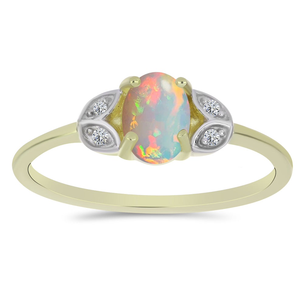 Inel din Argint 925 Placat cu Aur ( 1.93 grame ) cu Opal Etiopian Lega Dembi și Topaz Alb 0.56 Carate 1 