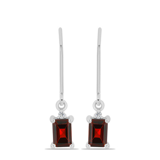 Cercei din Argint 925 ( 1.47 grame ) cu Granat Barton și Topaz Alb 1.45 Carate