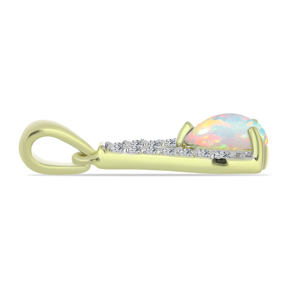 Pandantiv din Argint 925 Placat cu Aur ( 0.93 grame ) cu Opal Etiopian Lega Dembi și Topaz Alb 0.62 Carate 2 