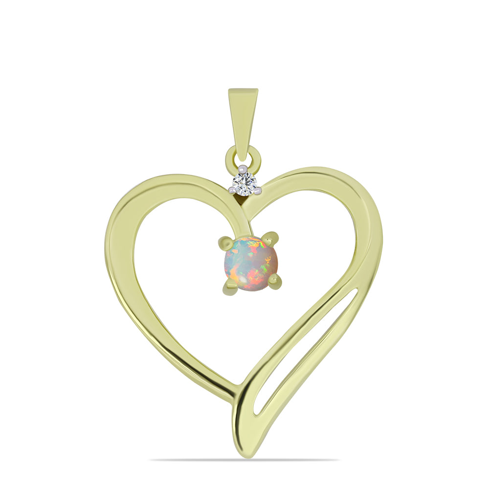 Pandantiv din Argint 925 Placat cu Aur ( 1.89 grame ) cu Opal Etiopian Lega Dembi și Topaz Alb 0.19 Carate 1 