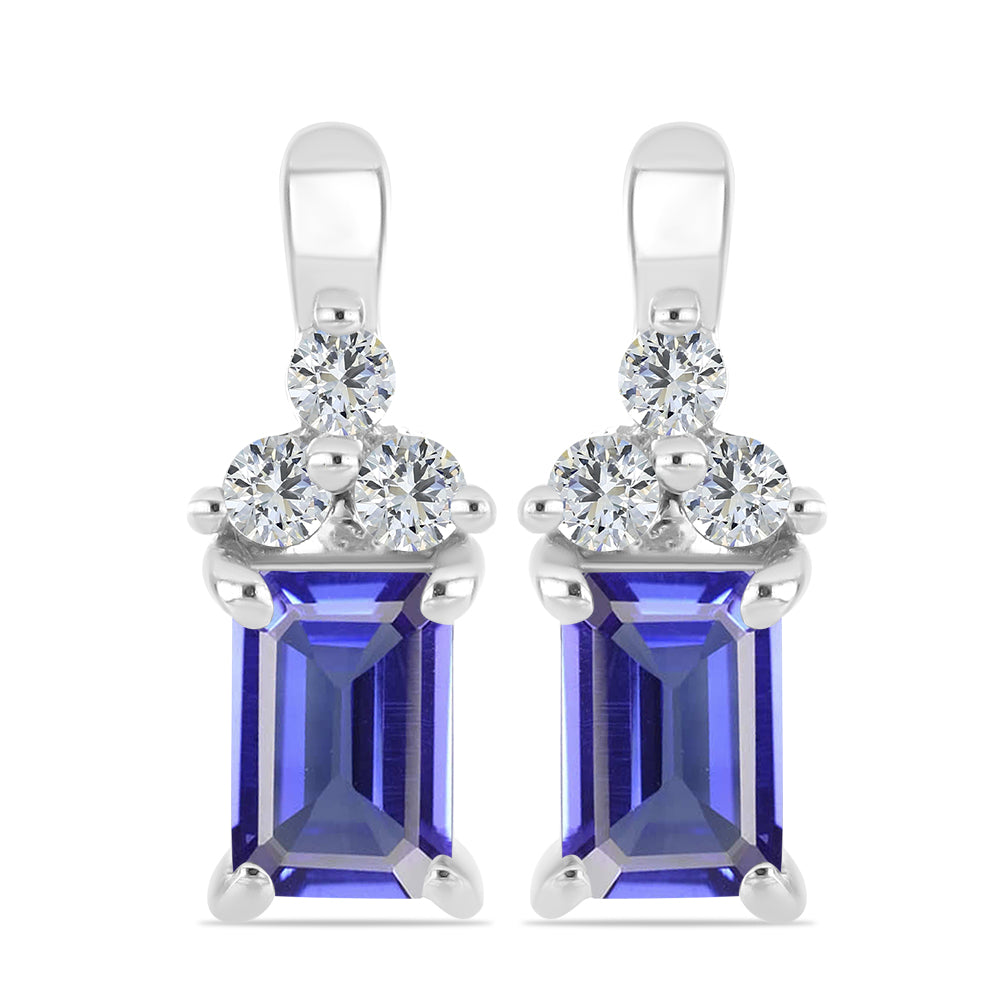 Cercei din Argint 925 ( 2.28 grame ) cu Tanzanit și Topaz Alb 1.26 Carate 1 